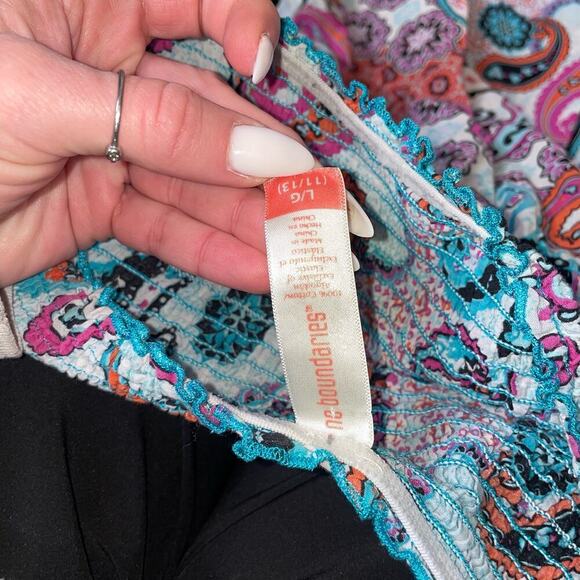 No Boundaries dress sleeveless smocked top large front pockets ruffle hem SZ LG - Picture 9 of 9